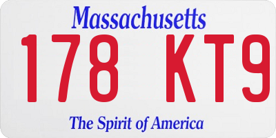 MA license plate 178KT9