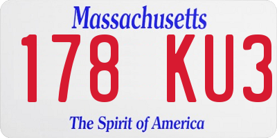 MA license plate 178KU3