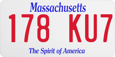 MA license plate 178KU7