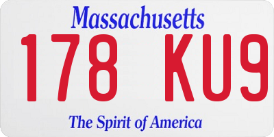 MA license plate 178KU9