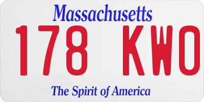 MA license plate 178KW0