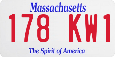 MA license plate 178KW1