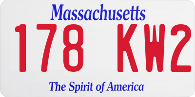 MA license plate 178KW2