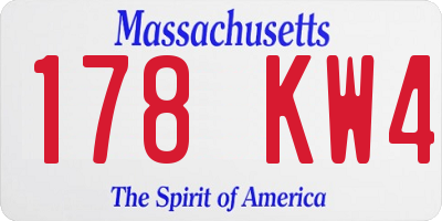 MA license plate 178KW4