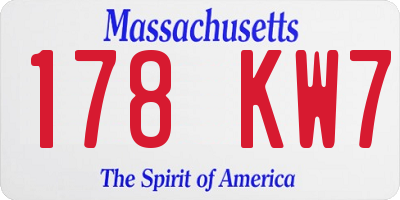 MA license plate 178KW7