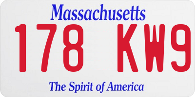 MA license plate 178KW9