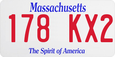 MA license plate 178KX2
