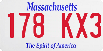 MA license plate 178KX3
