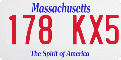 MA license plate 178KX5