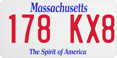 MA license plate 178KX8