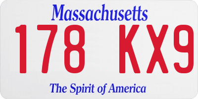 MA license plate 178KX9