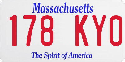 MA license plate 178KY0