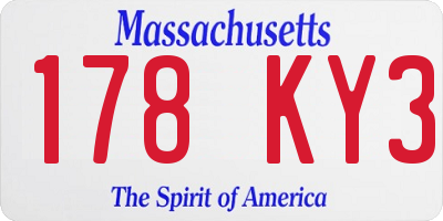 MA license plate 178KY3