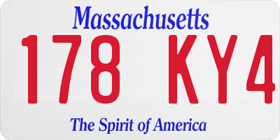 MA license plate 178KY4