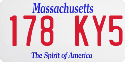 MA license plate 178KY5