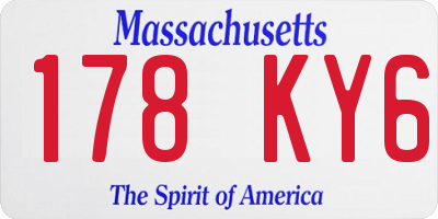 MA license plate 178KY6