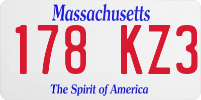 MA license plate 178KZ3