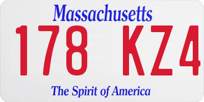 MA license plate 178KZ4