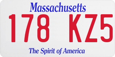 MA license plate 178KZ5