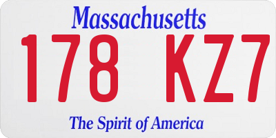 MA license plate 178KZ7