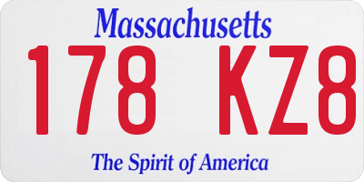MA license plate 178KZ8
