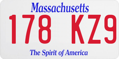 MA license plate 178KZ9