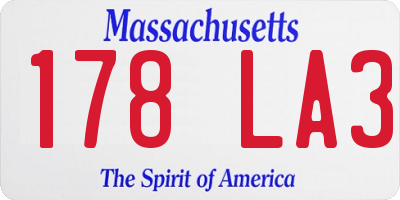 MA license plate 178LA3