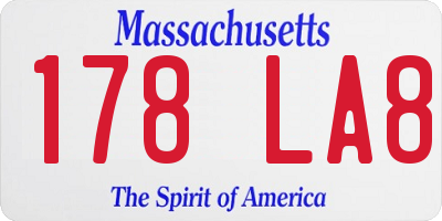 MA license plate 178LA8