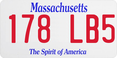 MA license plate 178LB5