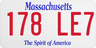 MA license plate 178LE7
