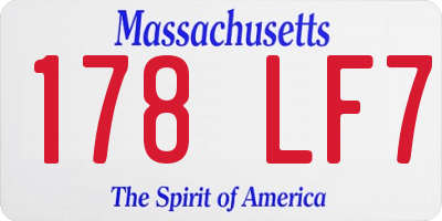 MA license plate 178LF7