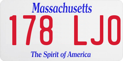 MA license plate 178LJ0