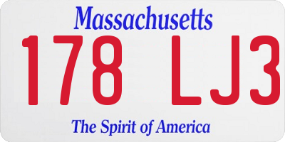 MA license plate 178LJ3