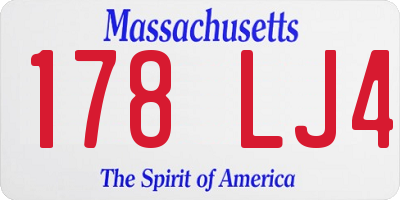 MA license plate 178LJ4