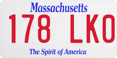 MA license plate 178LK0