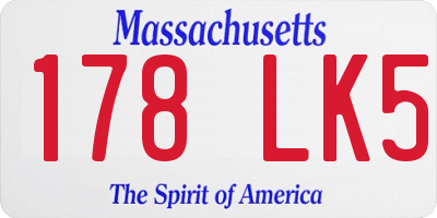 MA license plate 178LK5