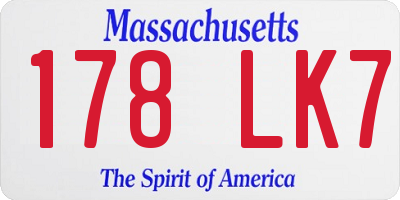 MA license plate 178LK7