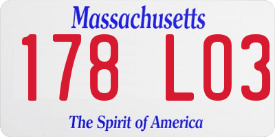 MA license plate 178LO3