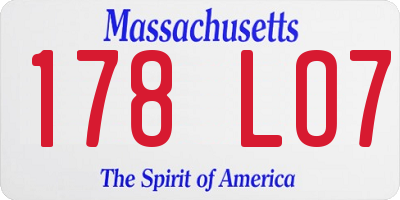 MA license plate 178LO7