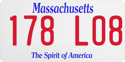 MA license plate 178LO8
