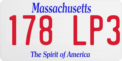 MA license plate 178LP3
