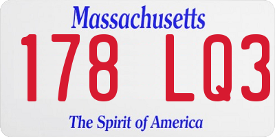 MA license plate 178LQ3