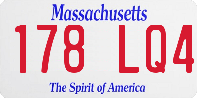 MA license plate 178LQ4