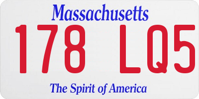 MA license plate 178LQ5