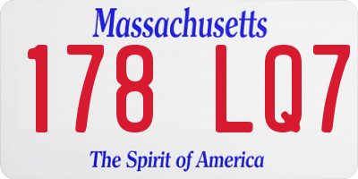 MA license plate 178LQ7