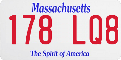 MA license plate 178LQ8