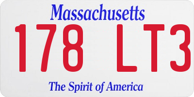 MA license plate 178LT3