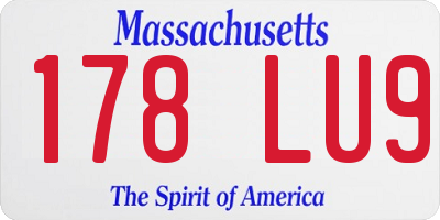 MA license plate 178LU9