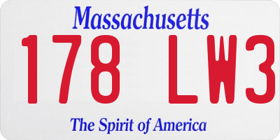 MA license plate 178LW3