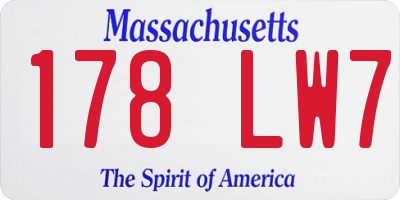 MA license plate 178LW7